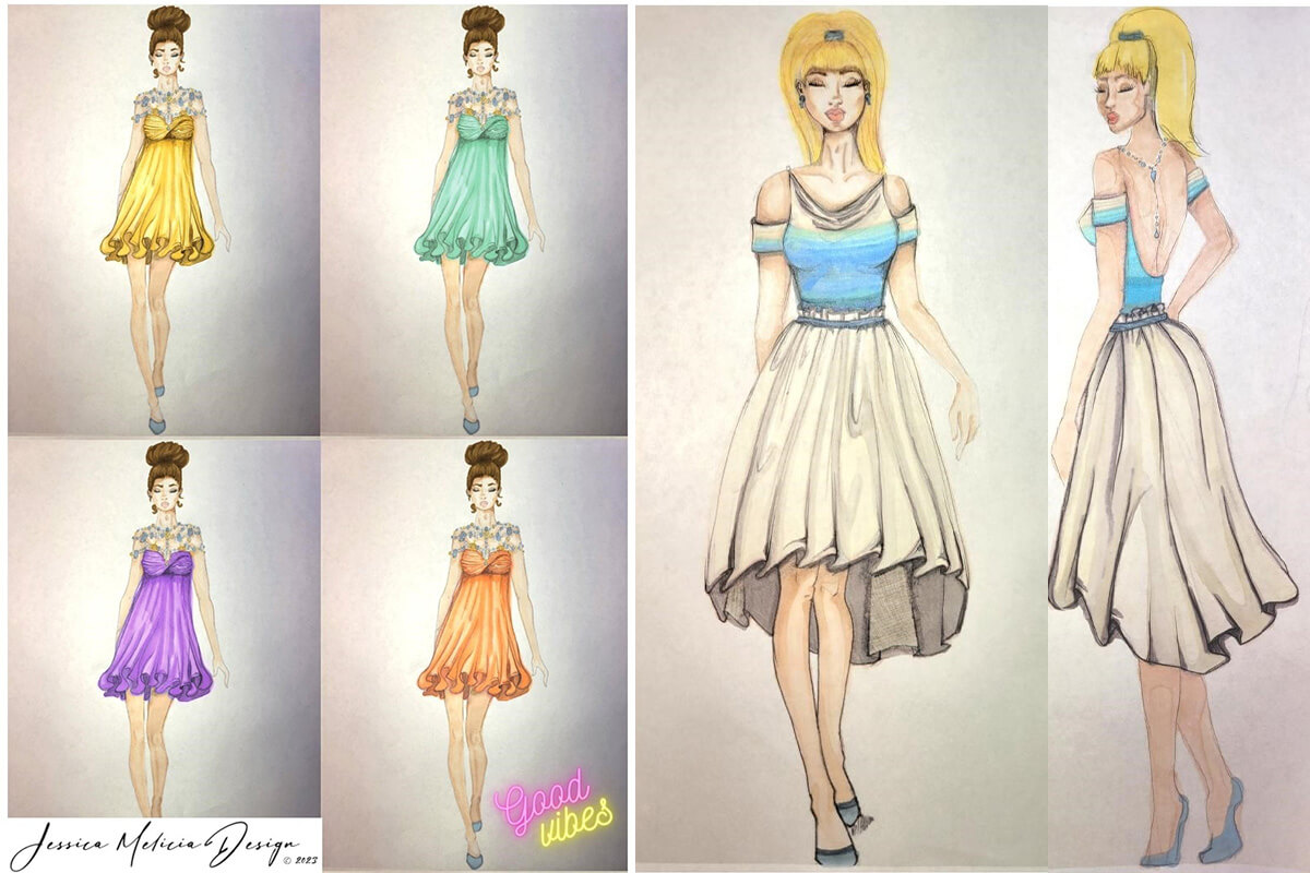Custom designed dress sketches